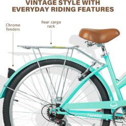WEIZE Beach Cruiser Bike, 26 inch Commuter Bicycle, Teal
