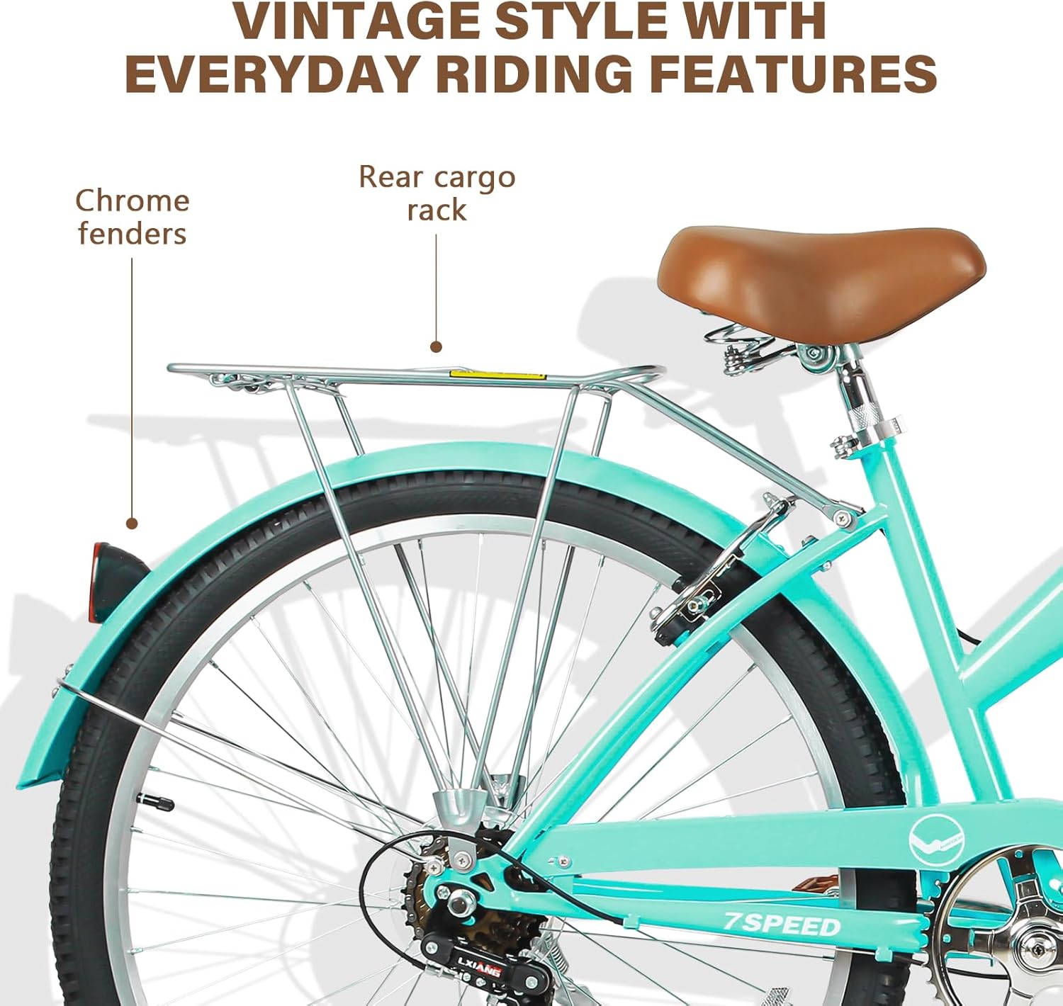 WEIZE Beach Cruiser Bike, 26 inch Commuter Bicycle, Teal