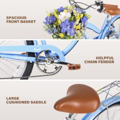 WEIZE Beach Cruiser Bike, 26 inch Commuter Bicycle, Blue