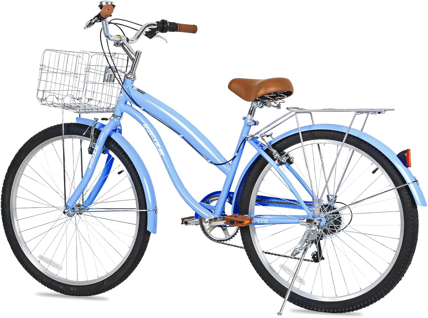 WEIZE Beach Cruiser Bike, 26 inch Commuter Bicycle, Blue