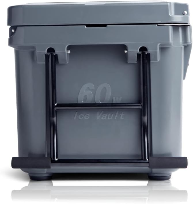 Blue Coolers Ice Vault – 60 Quart Roto-Molded Ice Cooler, Charcoal Gray with Wheels