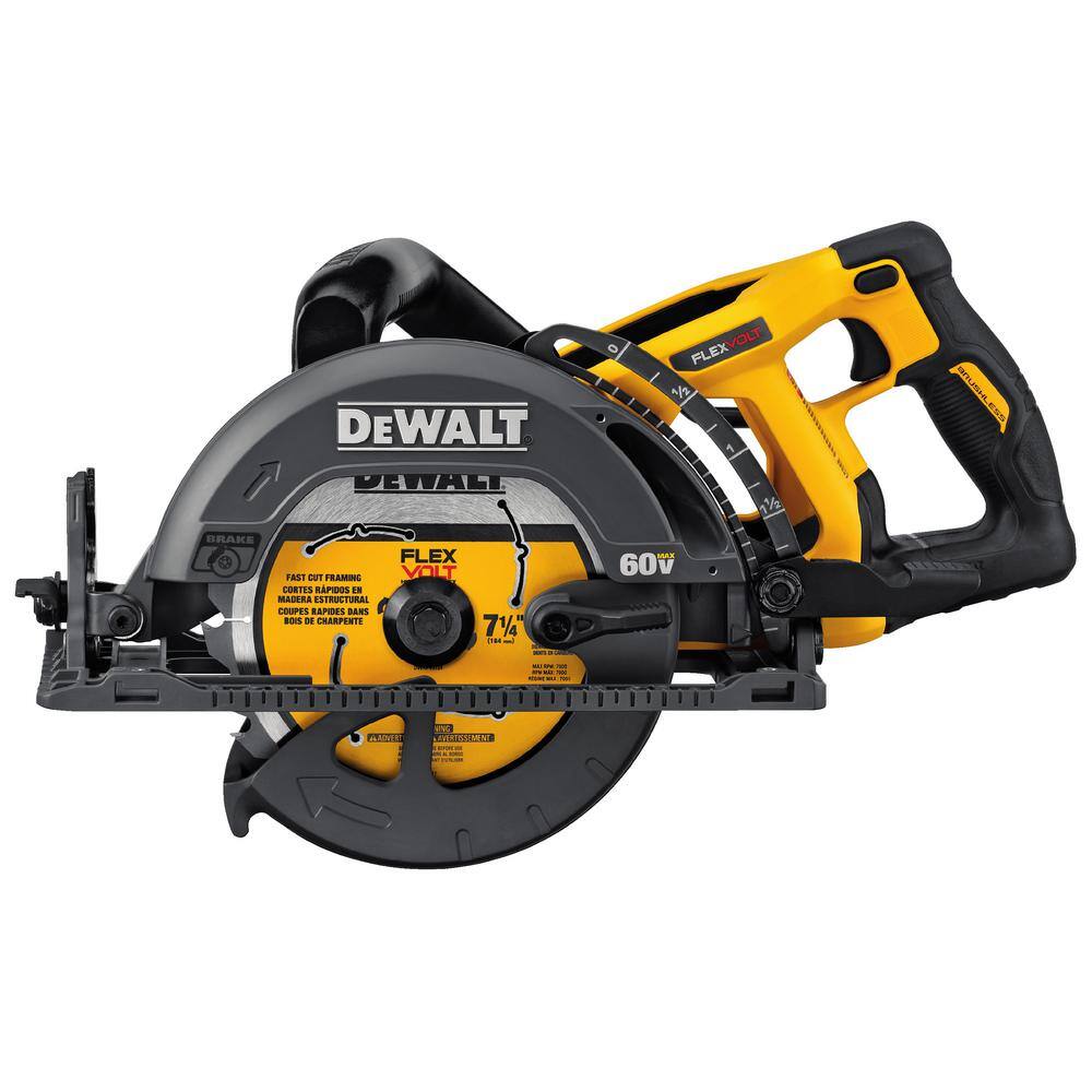 DEWALT FLEXVOLT 60V MAX Lithium-Ion Cordless Brushless 7-1/4 in. Wormdrive Style Circular Saw with FLEXVOLT 9.0Ah Battery Pack DCS577BWDCB609