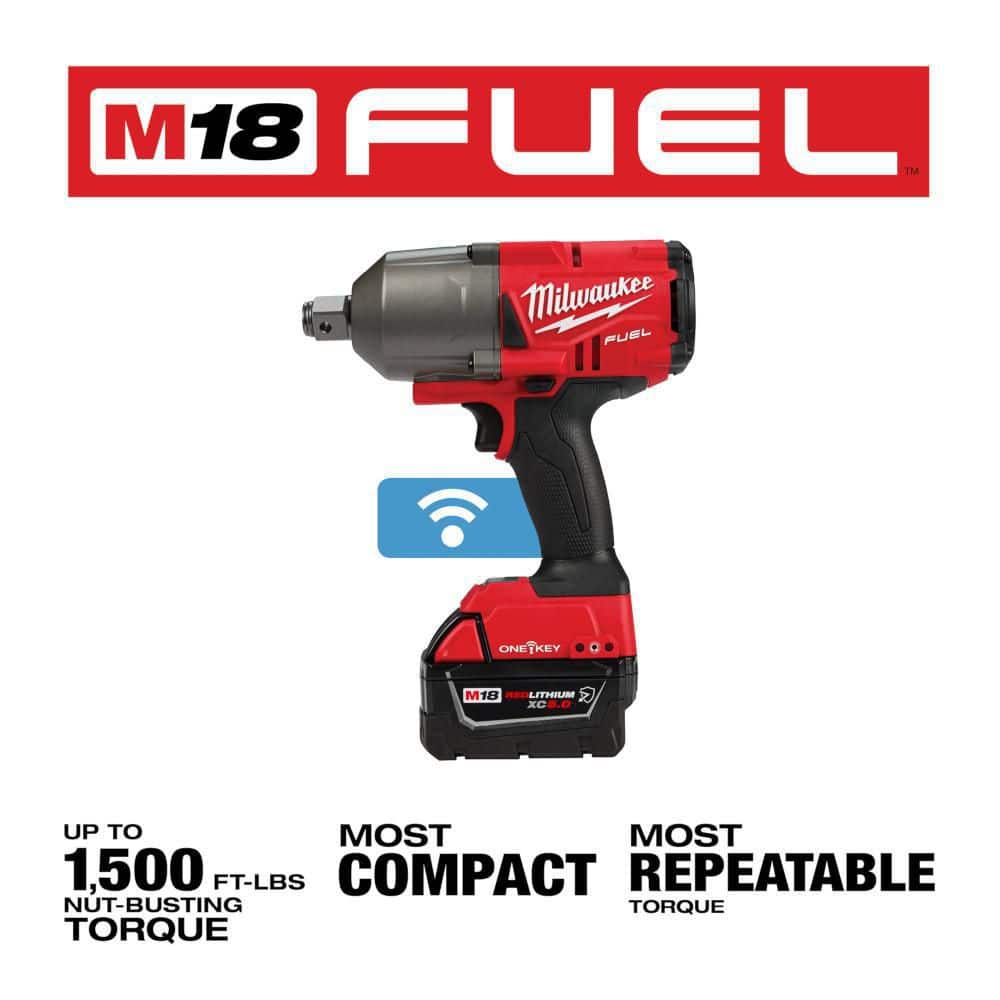 Milwaukee M18 FUEL ONE-KEY 18V Li-Ion Brushless Cordless 3/4 in. High-Torque Impact Wrench with Friction Ring, Resistant Batteries 2864-22R
