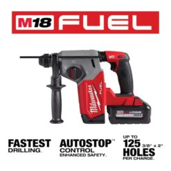 Milwaukee M18 FUEL 18V Lithium-Ion Brushless 1 in. Cordless SDS-Plus Rotary Hammer Kit with Two 6.0 Ah Batteries, Hard Case 2912-22
