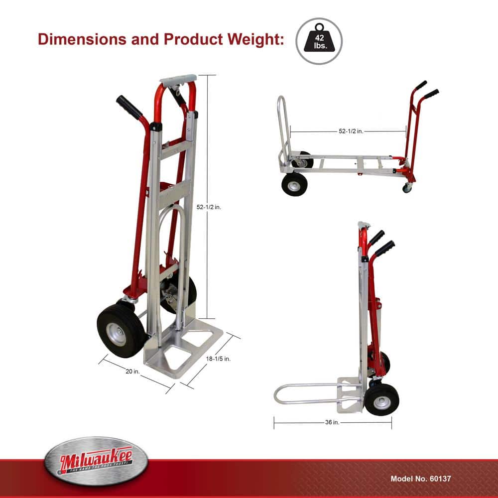 Milwaukee 1,000 lbs. Capacity 4-in-1 Hand Truck 60137