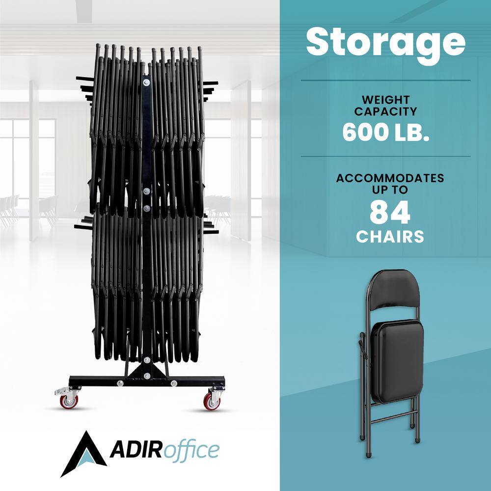 AdirOffice 600 lbs. Capacity 2-Tier Steel Folding Chair Cart 690-03