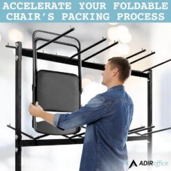 AdirOffice 600 lbs. Capacity 2-Tier Steel Folding Chair Cart 690-03