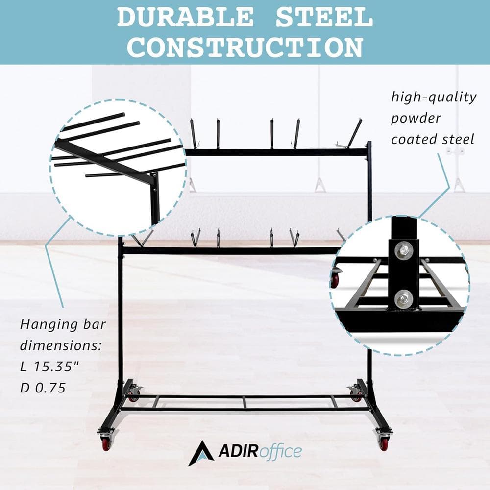 AdirOffice 600 lbs. Capacity 2-Tier Steel Folding Chair Cart 690-03