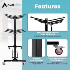 AdirOffice 600 lbs. Capacity 2-Tier Steel Folding Chair Cart 690-03