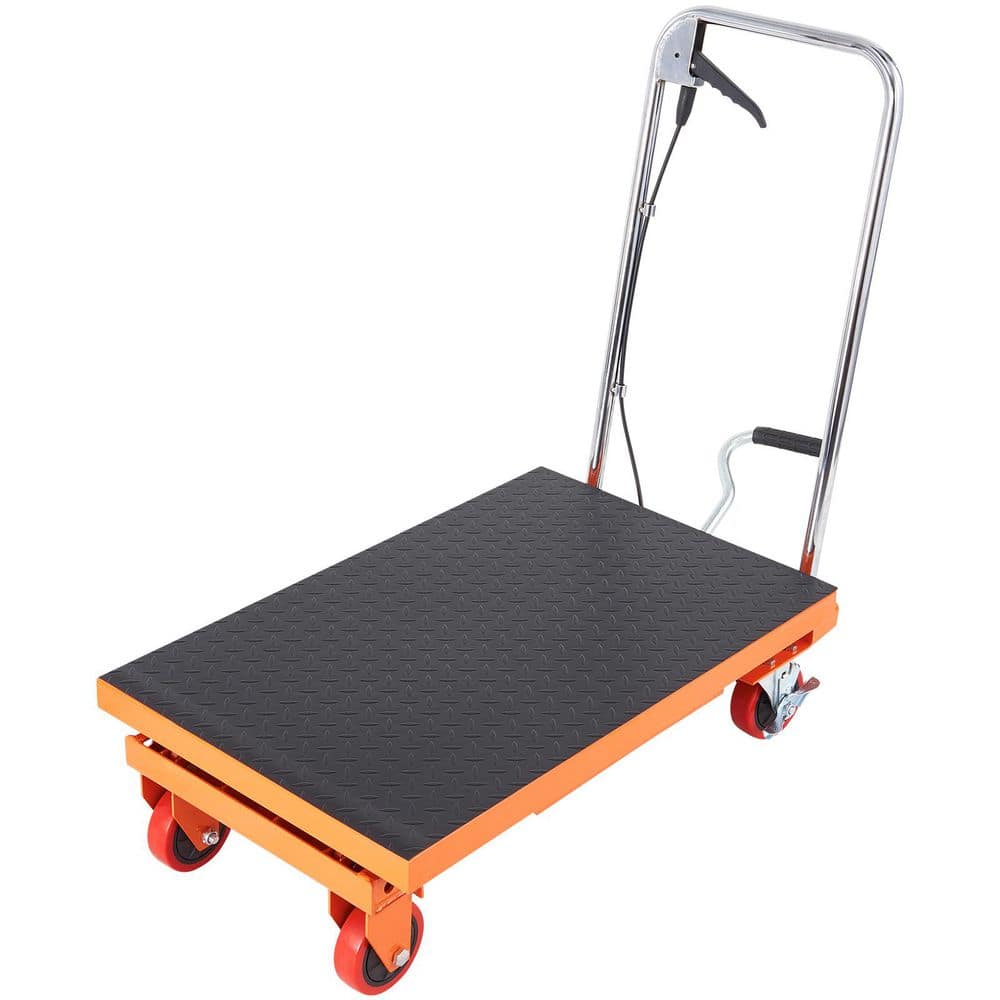 SKYSHALO Hydraulic Lift Table Cart, Manual Single Scissor Lift Table with 4 Wheels, 500lbs. Capacity 28.5 in. Lifting Height DJYYSJPTCCS4EL7SHV0-25317