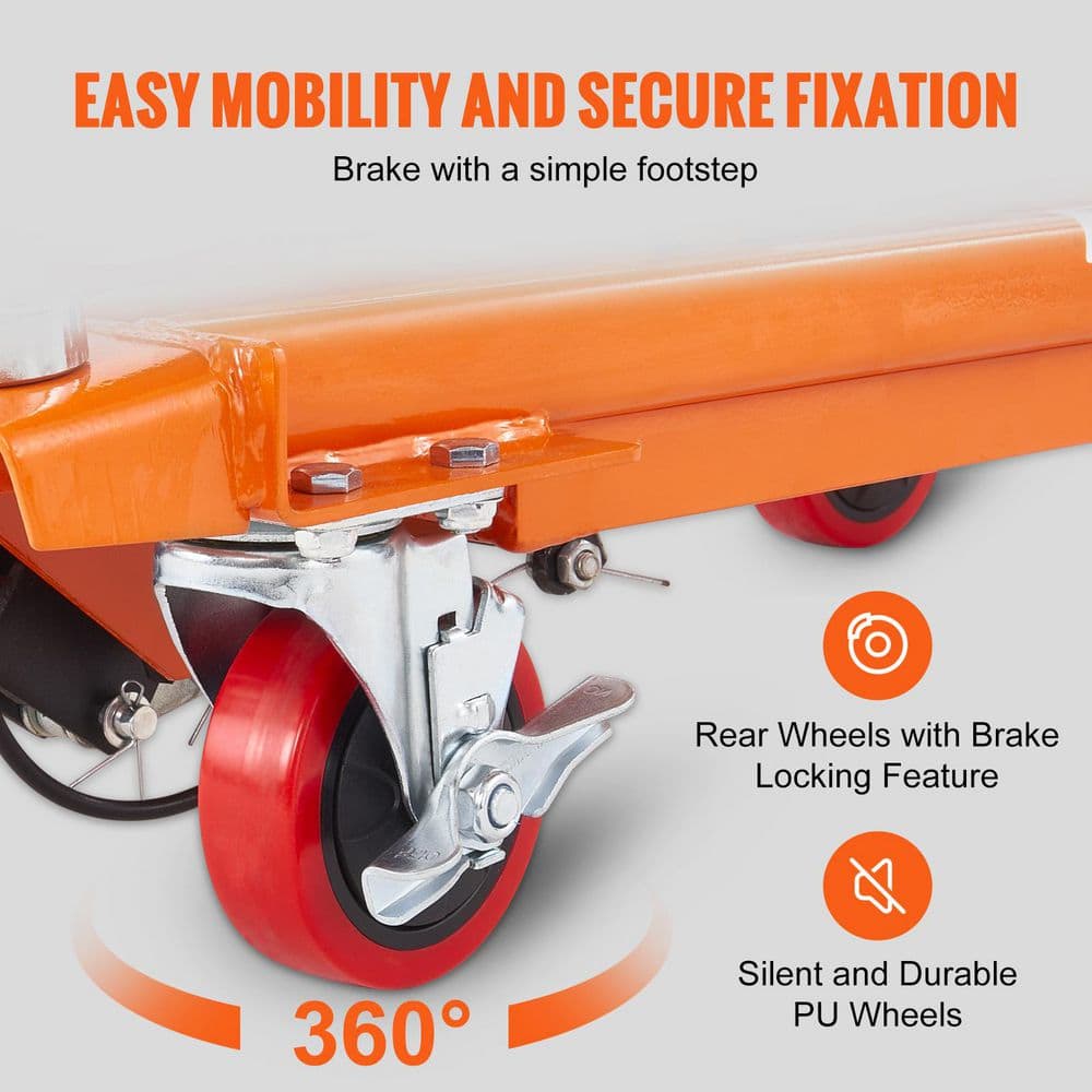 SKYSHALO Hydraulic Lift Table Cart, Manual Single Scissor Lift Table with 4 Wheels, 500lbs. Capacity 28.5 in. Lifting Height DJYYSJPTCCS4EL7SHV0-25317