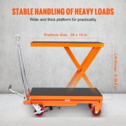 SKYSHALO Hydraulic Lift Table Cart, Manual Single Scissor Lift Table with 4 Wheels, 500lbs. Capacity 28.5 in. Lifting Height DJYYSJPTCCS4EL7SHV0-25317