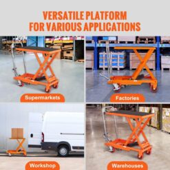 SKYSHALO Hydraulic Lift Table Cart, Manual Single Scissor Lift Table with 4 Wheels, 500lbs. Capacity 28.5 in. Lifting Height DJYYSJPTCCS4EL7SHV0-25317