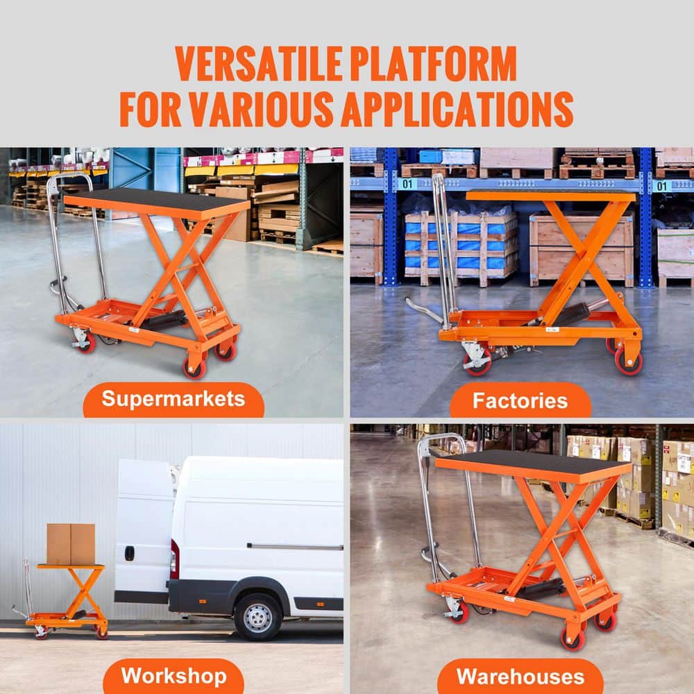 SKYSHALO Hydraulic Lift Table Cart, Manual Single Scissor Lift Table with 4 Wheels, 500lbs. Capacity 28.5 in. Lifting Height DJYYSJPTCCS4EL7SHV0-25317