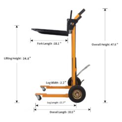 TORY CARRIER 34.8 in. Max Lift Fixed Legs Hand Stacker 440 lbs. Mini Manual Pallet Stacker with Adjustable Forks and Platform HDA-A-7004
