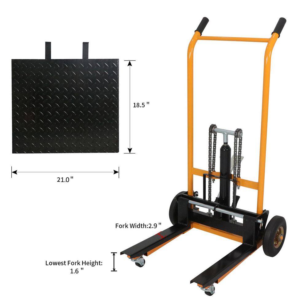 TORY CARRIER 34.8 in. Max Lift Fixed Legs Hand Stacker 440 lbs. Mini Manual Pallet Stacker with Adjustable Forks and Platform HDA-A-7004