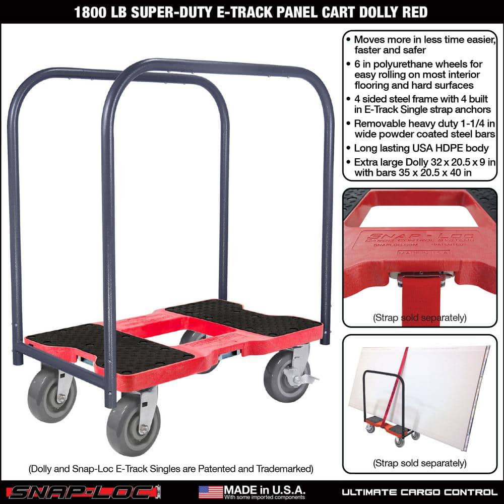 SNAP-LOC 1,800 lbs. Metal Capacity Super-Duty Professional Panel Cart Dolly SL1800PC6R