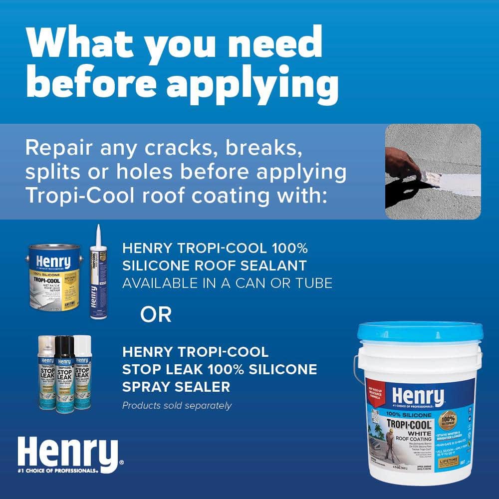 Henry 887 Tropi-Cool White 100% Silicone Reflective Roof Coating 4.75 gal. HE887HS018