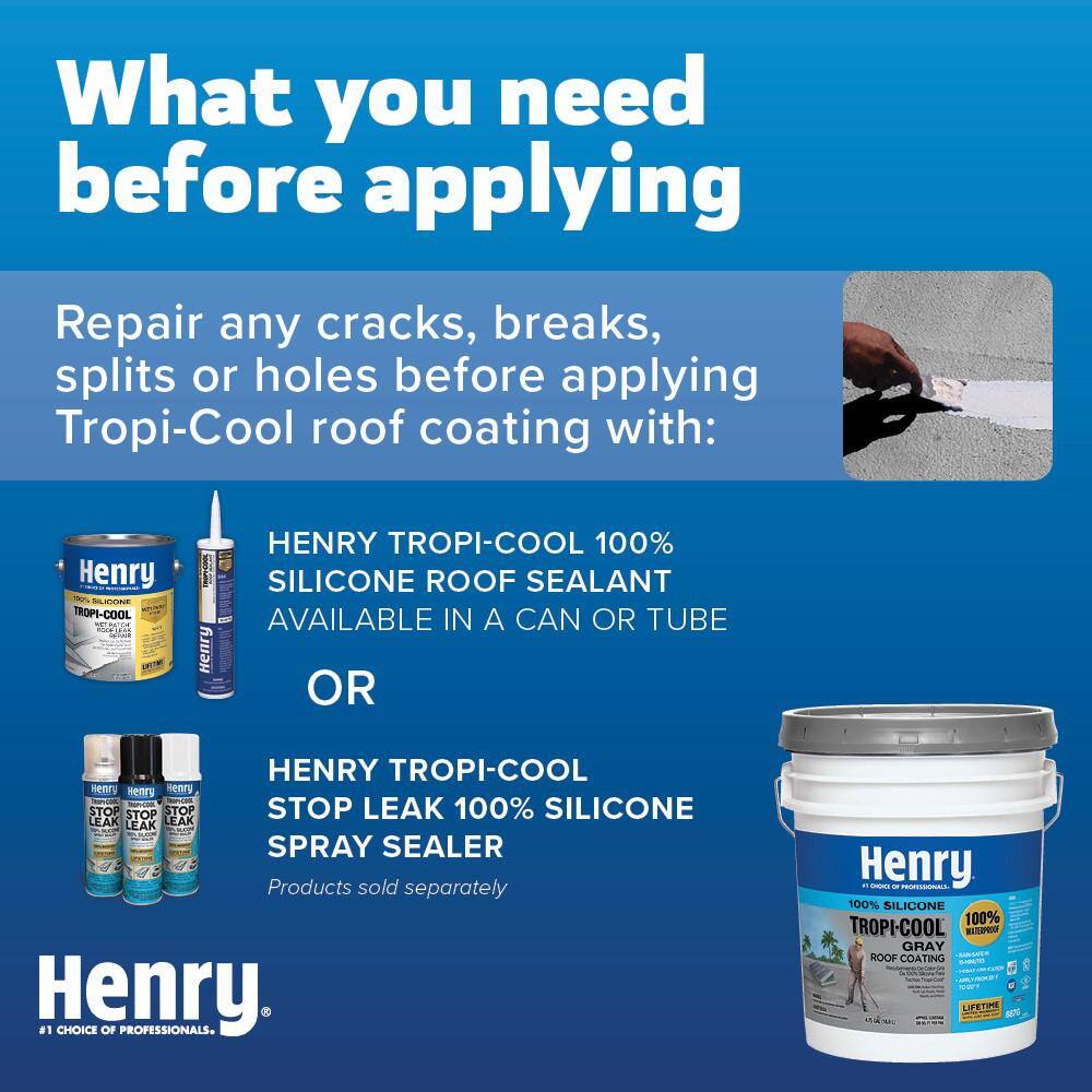 Henry 887G Tropi-Cool Gray 100% Silicone Reflective Roof Coating 4.75 gal. HE887G018
