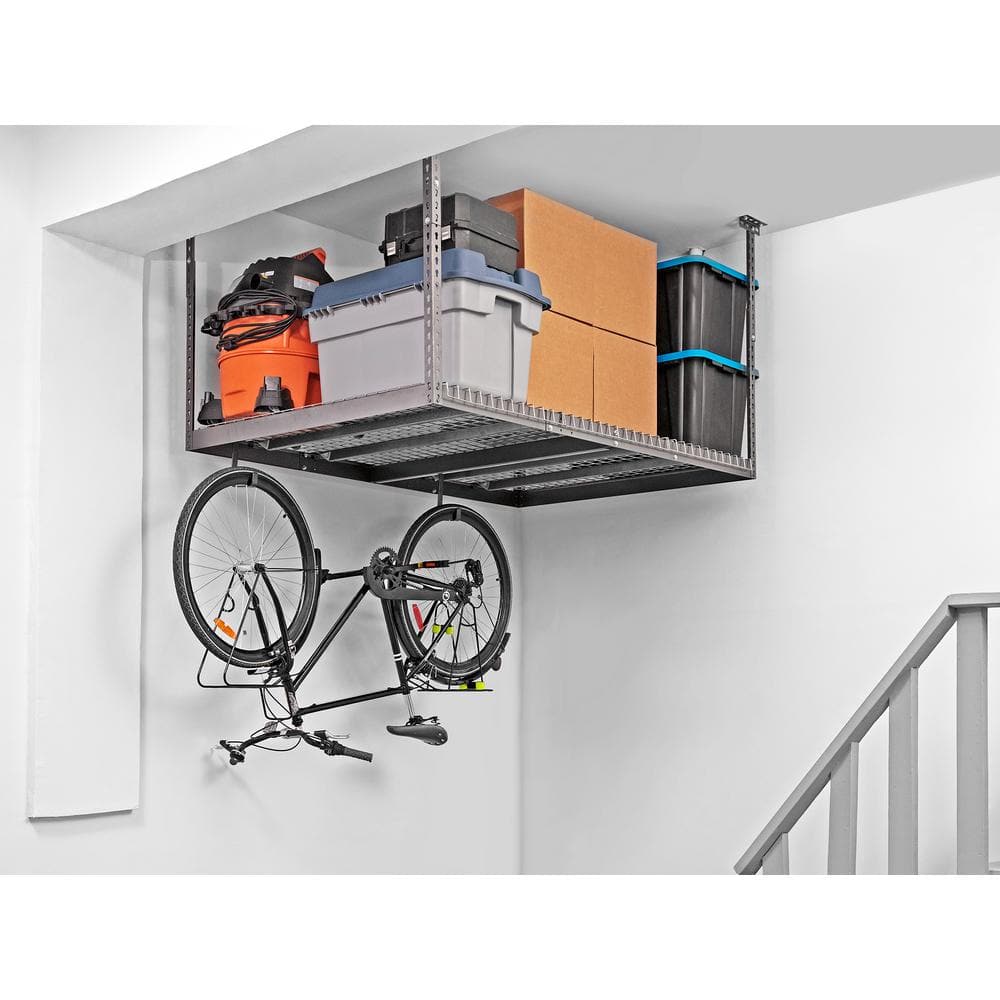 NewAge Products VersaRac Gray Adjustable Steel Overhead Garage Storage Rack (48 in W x 96 in D) 40151