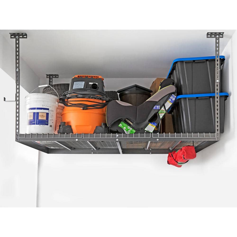NewAge Products VersaRac Gray Adjustable Steel Overhead Garage Storage Rack (48 in W x 96 in D) 40151