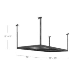 NewAge Products VersaRac Gray Adjustable Steel Overhead Garage Storage Rack (48 in W x 96 in D) 40151