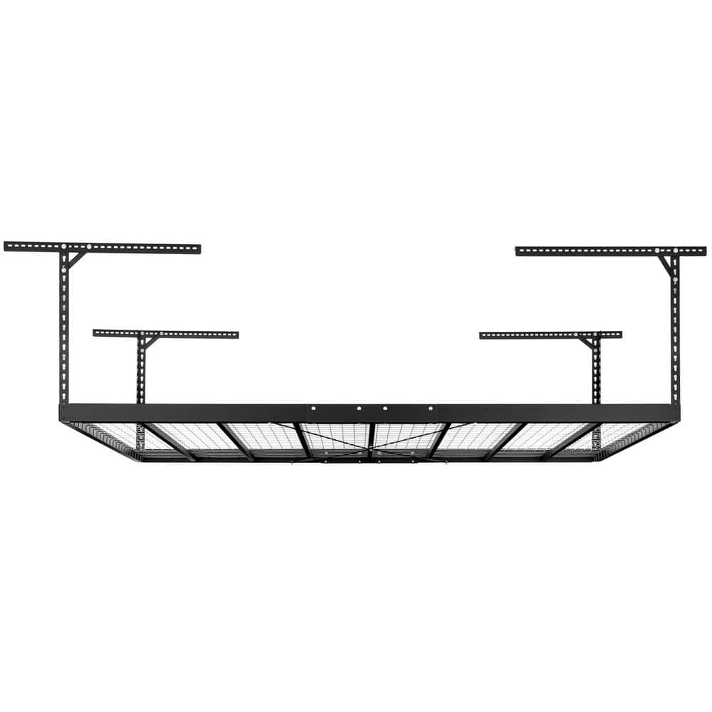 NewAge Products VersaRac Pro 4 ft. x 8 ft. Black Height-Adjustable Overhead Rack 41200