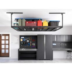 NewAge Products VersaRac Pro 4 ft. x 8 ft. Black Height-Adjustable Overhead Rack 41200