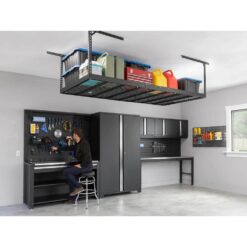 NewAge Products VersaRac Pro 4 ft. x 8 ft. Black Height-Adjustable Overhead Rack 41200