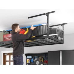 NewAge Products VersaRac Pro 4 ft. x 8 ft. Black Height-Adjustable Overhead Rack 41200