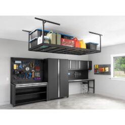 NewAge Products VersaRac Pro 4 ft. x 8 ft. Black Height-Adjustable Overhead Rack 41200