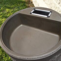 RTS Home Accents 35 Gal. Rain Barrel with Planter Woodgrain with Black Stripes Colour with Brass Spigot 55130002005681