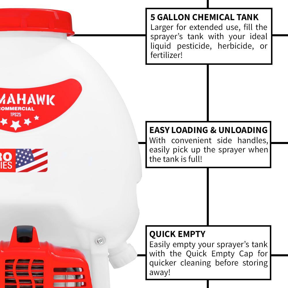 Tomahawk Power 5 Gal. Gas Power Backpack Sprayer with Fogging Attachment for Pesticide, Disinfectant and Fertilizer TPS25 + CG