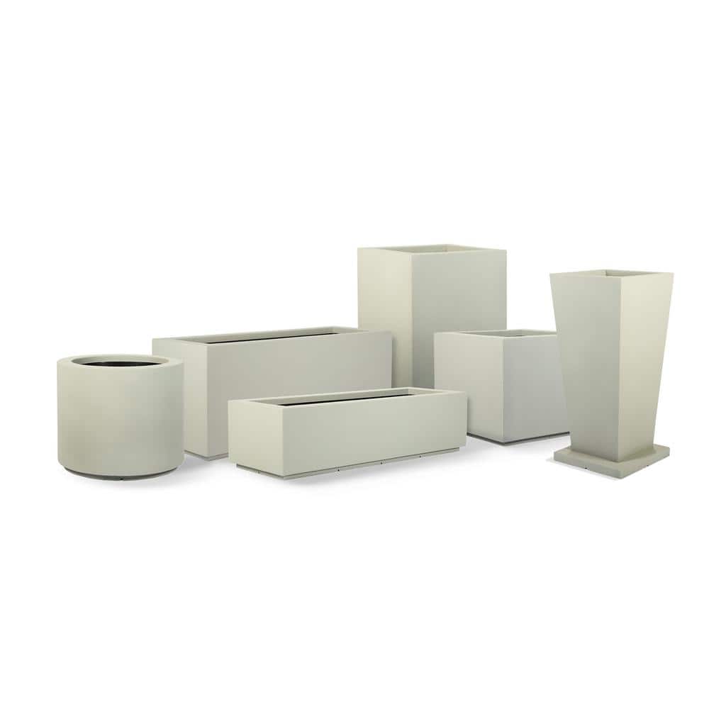 PolyStone Planters Baja Round 23 in. x 19 in. Greige Composite Planter 4009