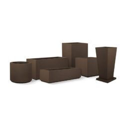 PolyStone Planters Baja Round 23 in. x 19 in. Chocolate Brown Composite Planter 4002