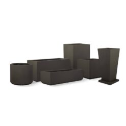 PolyStone Planters Baja Round 23 in. x 19 in. Slate Gray Composite Planter 4007