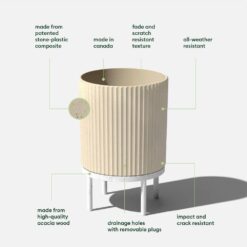 Veradek Demi 16 in. Raised with Stand Round Sand Plastic Planter with White Stand (2 Pack) DMSTV16TW-2PK