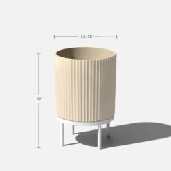 Veradek Demi 16 in. Raised with Stand Round Sand Plastic Planter with White Stand (2 Pack) DMSTV16TW-2PK