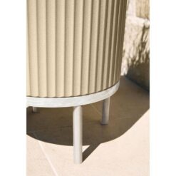 Veradek Demi 16 in. Raised with Stand Round Sand Plastic Planter with White Stand (2 Pack) DMSTV16TW-2PK