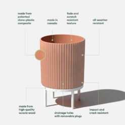 Veradek Demi 16 in. Raised with Stand Round Terracotta Plastic Planter with White Stand (2 Pack) DMSTV16AW-2PK