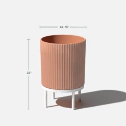 Veradek Demi 16 in. Raised with Stand Round Terracotta Plastic Planter with White Stand (2 Pack) DMSTV16AW-2PK