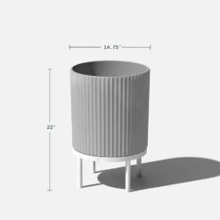 Veradek Demi 16 in. Raised with Stand Round Gray Plastic Planter with White Stand (2 Pack) DMSTV16CW-2PK