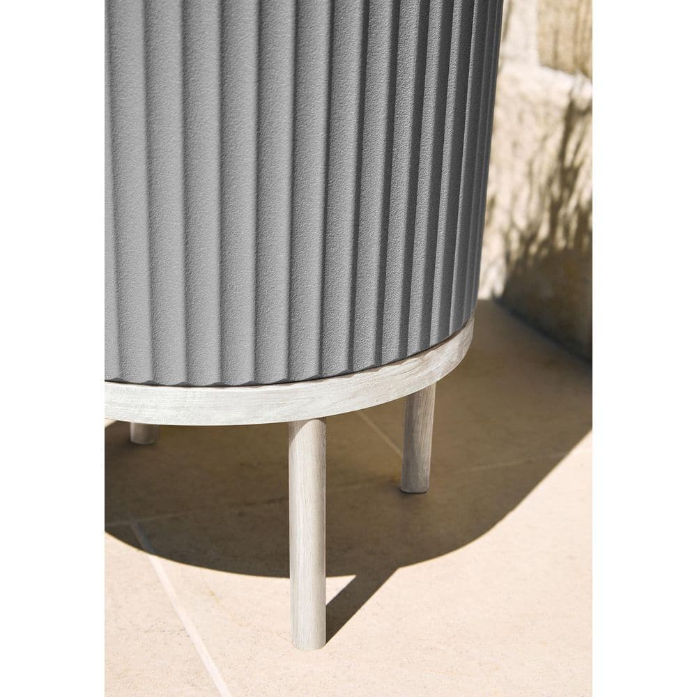 Veradek Demi 16 in. Raised with Stand Round Gray Plastic Planter with White Stand (2 Pack) DMSTV16CW-2PK