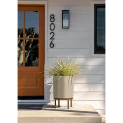 Veradek Demi 16 in. Raised with Stand Round Sand Plastic Planter with Brown Stand (2-Pack) DMSTV16TBR-2PK