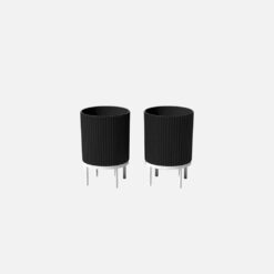 Veradek Demi 16 in. Raised with Stand Round Black Plastic Planter with White Stand (2 Pack) DMSTV16BW-2PK