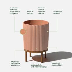 Veradek Demi 16 in. Raised with Stand Round Terracotta Plastic Planter with Brown Stand (2 Pack) DMSTV16ABR-2PK