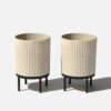 Veradek Demi 16 in. Raised with Stand Round Sand Plastic Planter with Black Stand (2-Pack) DMSTV16TBL-2PK