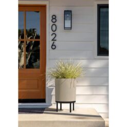 Veradek Demi 16 in. Raised with Stand Round Sand Plastic Planter with Black Stand (2-Pack) DMSTV16TBL-2PK