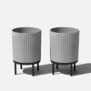 Veradek Demi 16 in. Raised with Stand Round Gray Plastic Planter with Black Stand (2-Pack) DMSTV16CBL-2PK