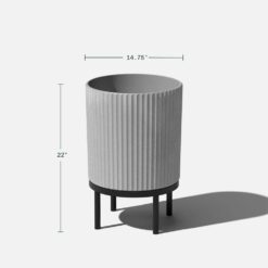 Veradek Demi 16 in. Raised with Stand Round Gray Plastic Planter with Black Stand (2-Pack) DMSTV16CBL-2PK